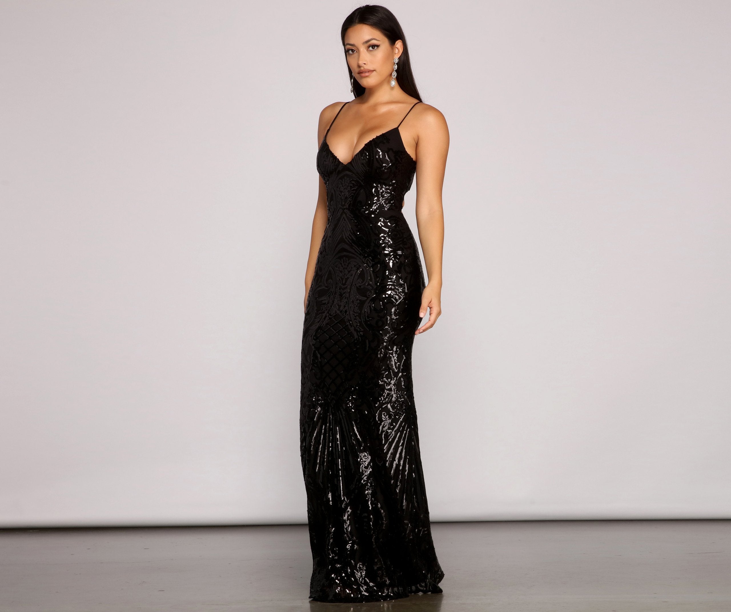 Serena Sequin Mesh Mermaid Dress ...